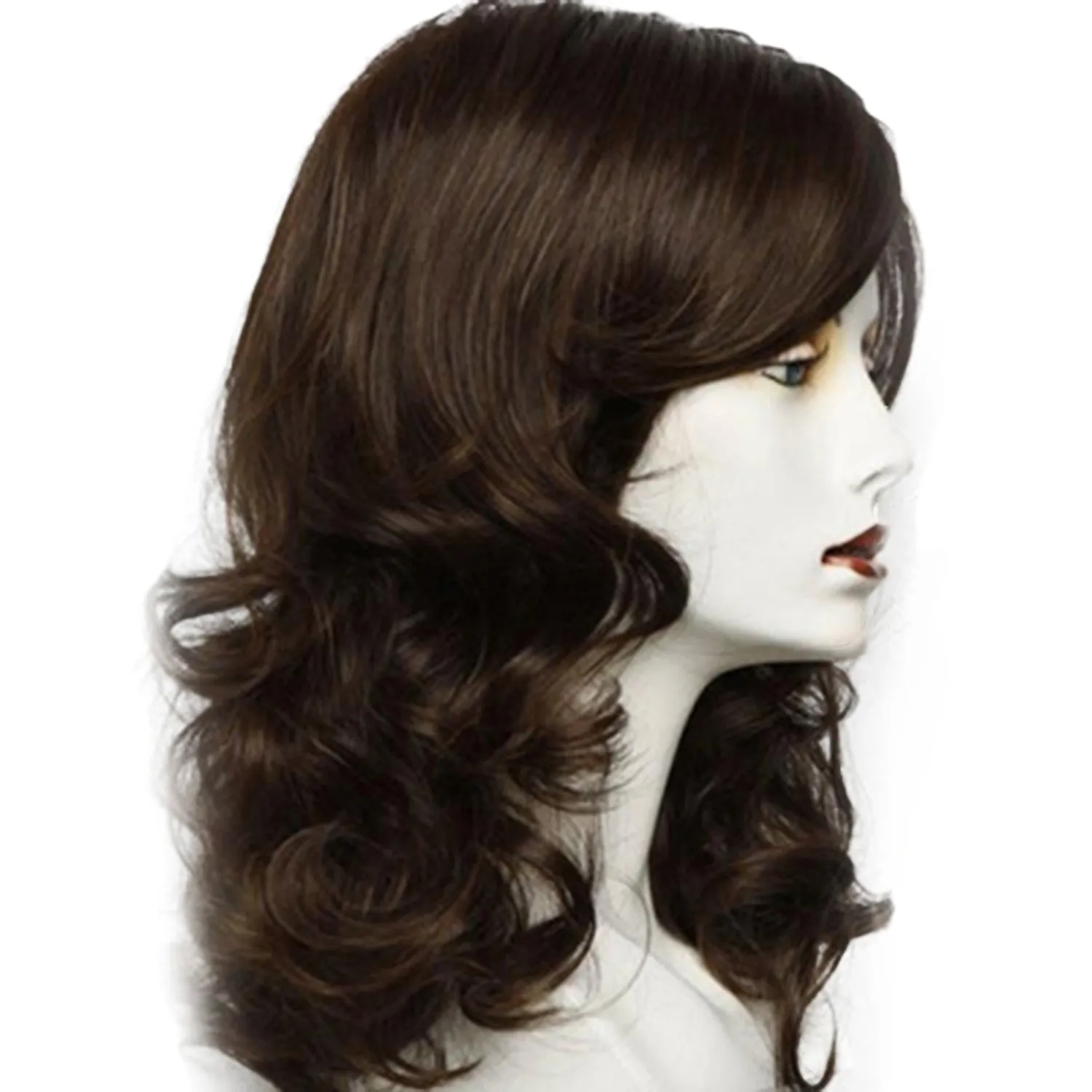 Betty | Black Long Wavy Synthetic Hair Wig With Bangs