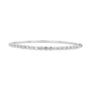 Bezel Set Emerald Cut Diamond Bangle