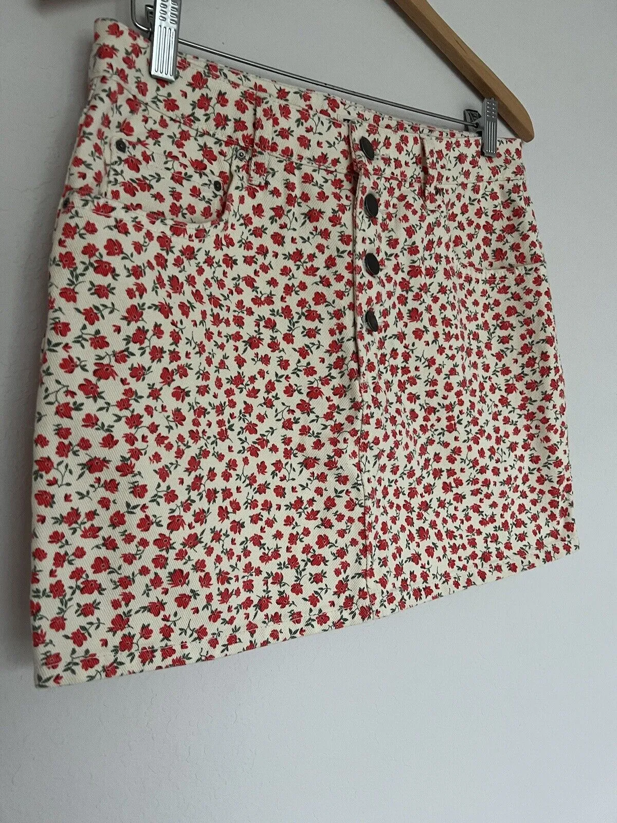 BILLABONG Floral Denim Mini Skirt Sz 30W 90s 2Yk Boho