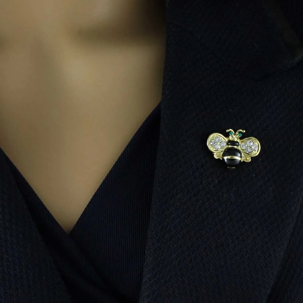 Black and Gold Striped Bumblebee Lapel Tac Pin -SPA774LG