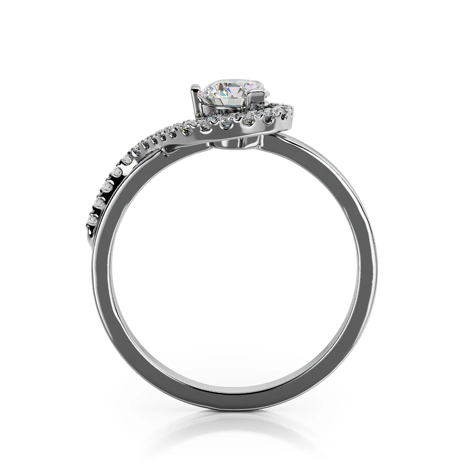 Blinding Sun Wave Natural Round  Diamond Engagement Ring