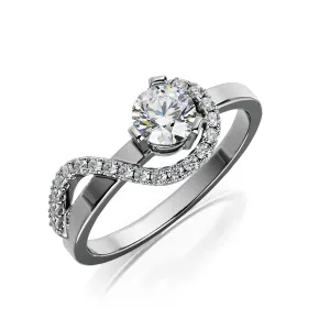 Blinding Sun Wave Natural Round  Diamond Engagement Ring