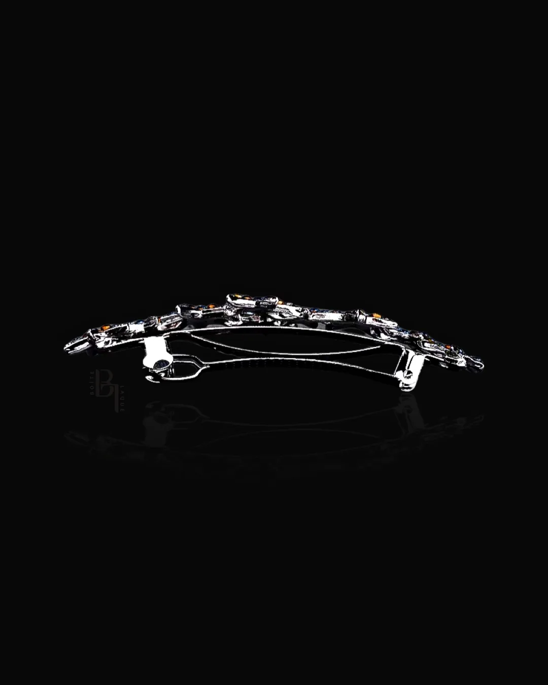 Blue Crystal Stars barrette Clip with Set of Signature Silver Bobby Pins