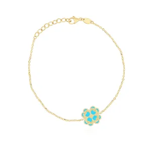 Blue Enamel Single Clover Bracelet