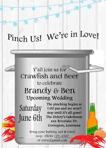 BOILING POT WOOD PLANKS CUSTOM INVITATION