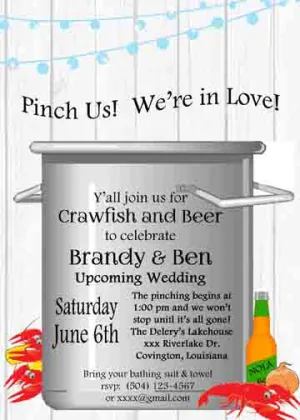 BOILING POT WOOD PLANKS CUSTOM INVITATION
