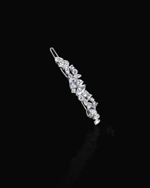 Bridal 14k White Gold Hair Pin with Set of Signature Silver Bobby Pins