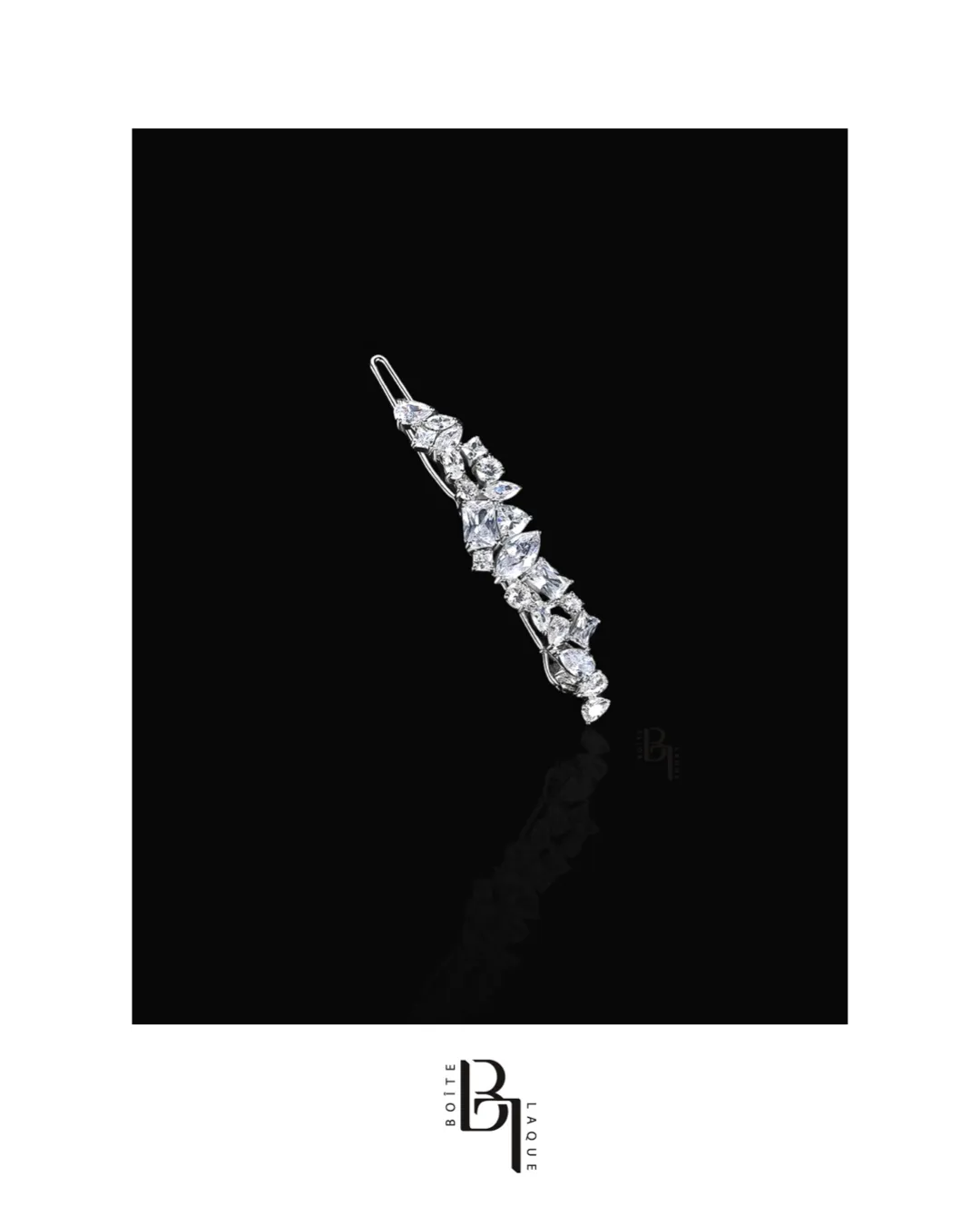Bridal 14k White Gold Hair Pin with Set of Signature Silver Bobby Pins
