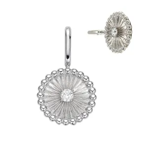 Brilliant Cut Circle Round Medallion Sterling Silver 925 Open Close Bail 1" Pendant Charm - C415719