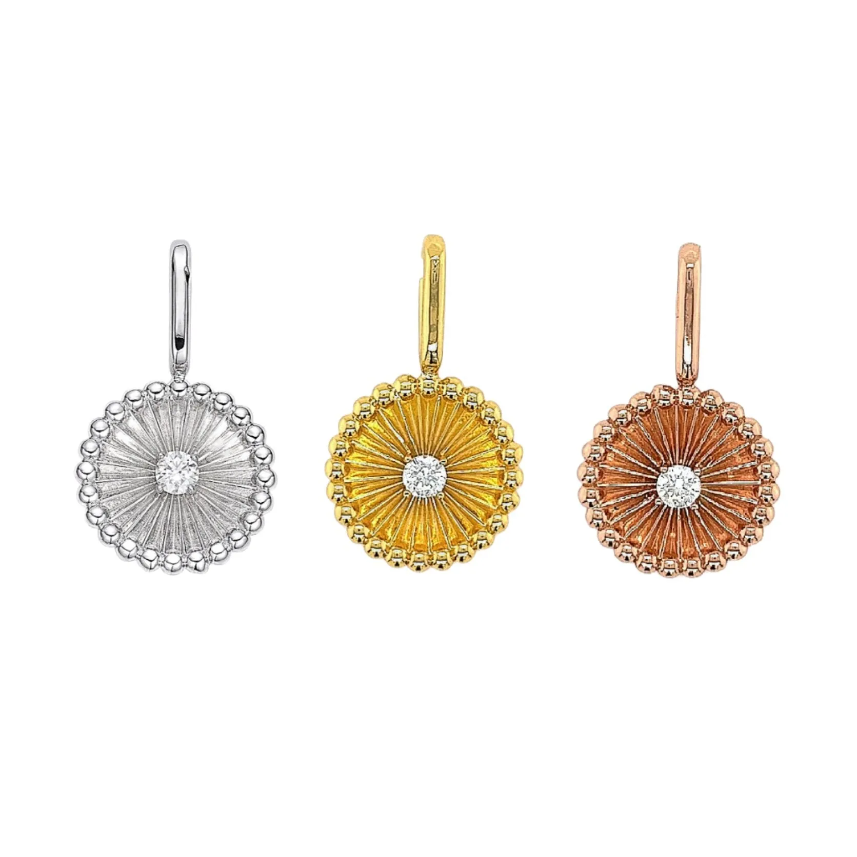Brilliant Cut Circle Round Medallion Sterling Silver 925 Open Close Bail 1" Pendant Charm - C415719