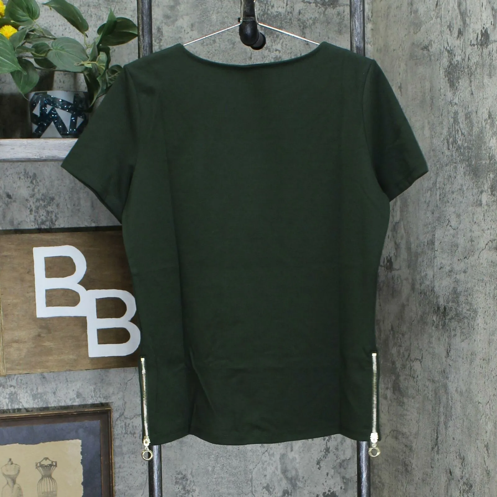 BROOKE SHIELDS Timeless Women's Side Zippers Ponte Knit Top