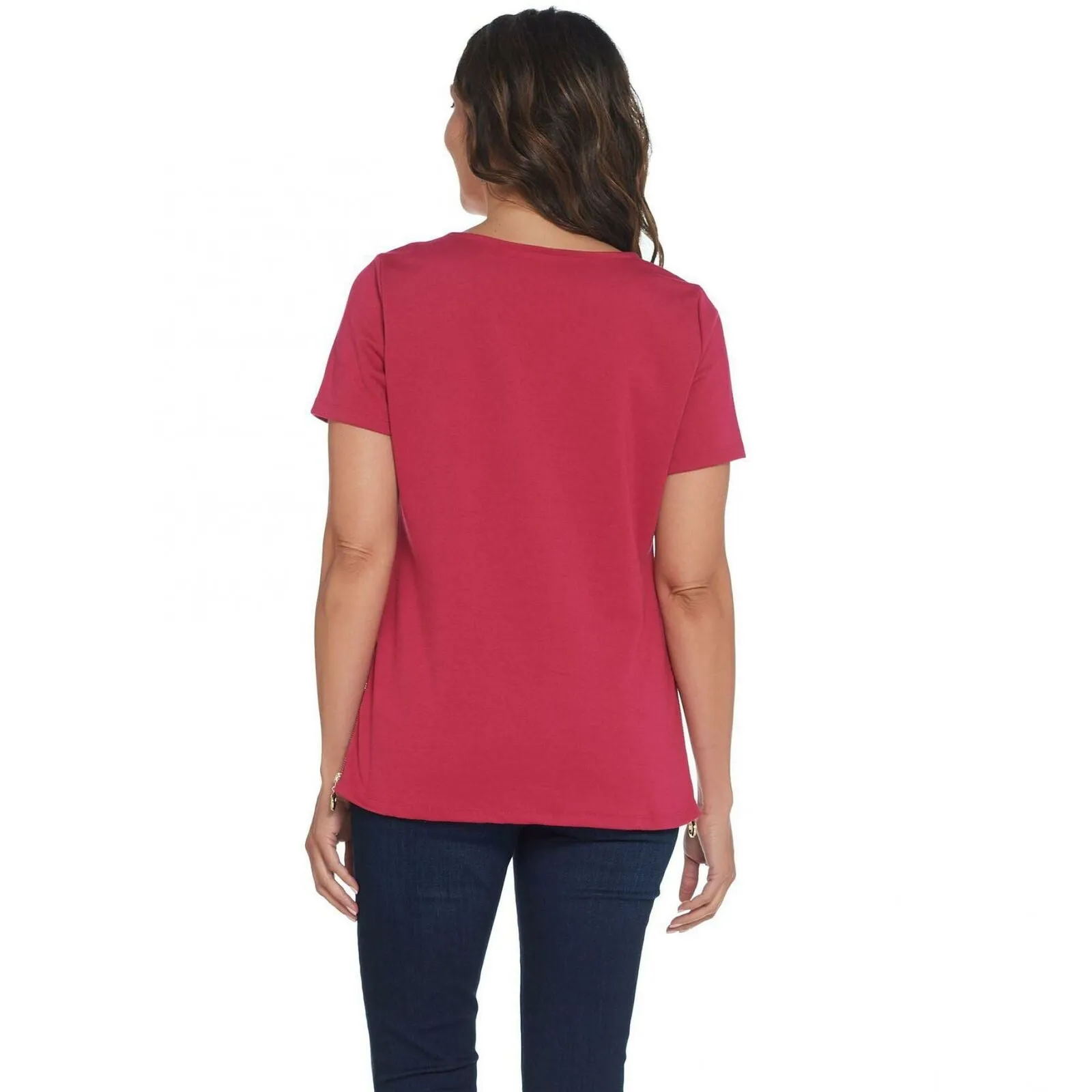 BROOKE SHIELDS Timeless Women's Side Zippers Ponte Knit Top