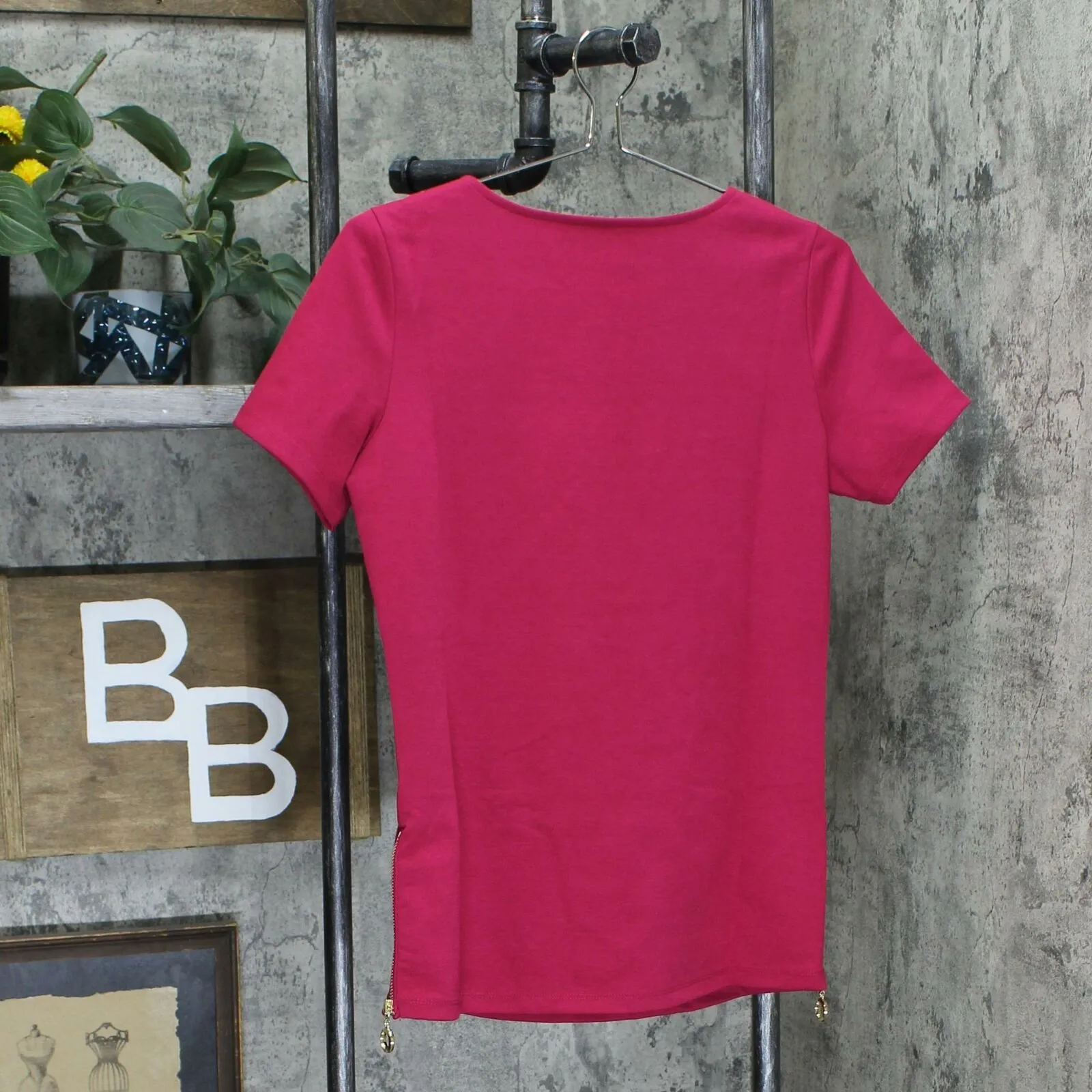 BROOKE SHIELDS Timeless Women's Side Zippers Ponte Knit Top