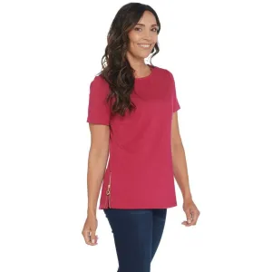 BROOKE SHIELDS Timeless Women's Side Zippers Ponte Knit Top