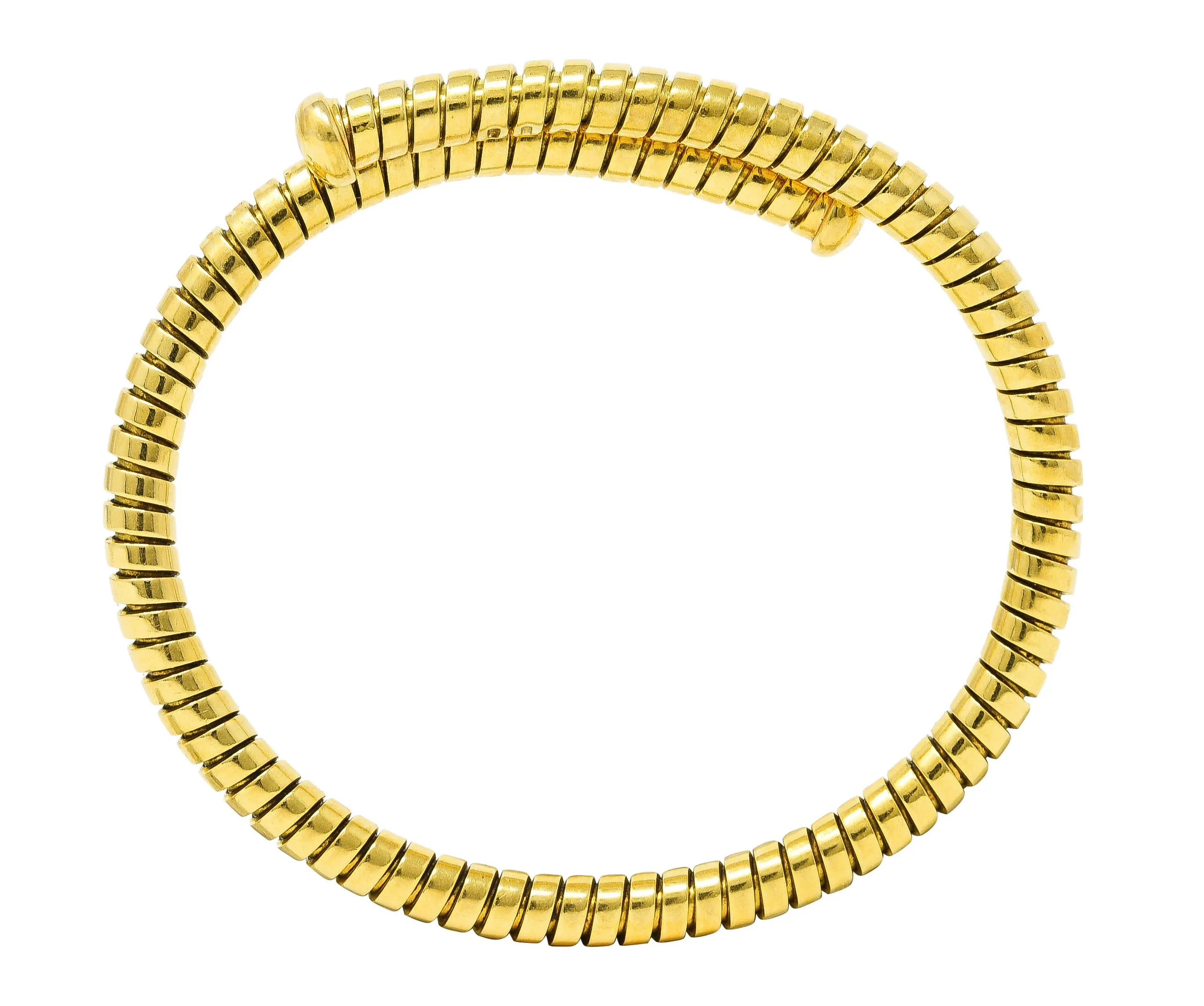 Bulgari 1990's 18 Karat Yellow Gold Tubogas Wrap Vintage Cuff Bracelet