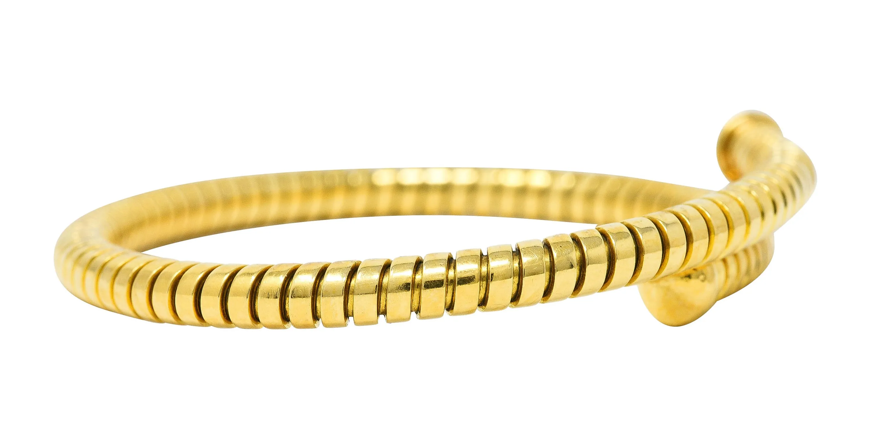 Bulgari 1990's 18 Karat Yellow Gold Tubogas Wrap Vintage Cuff Bracelet