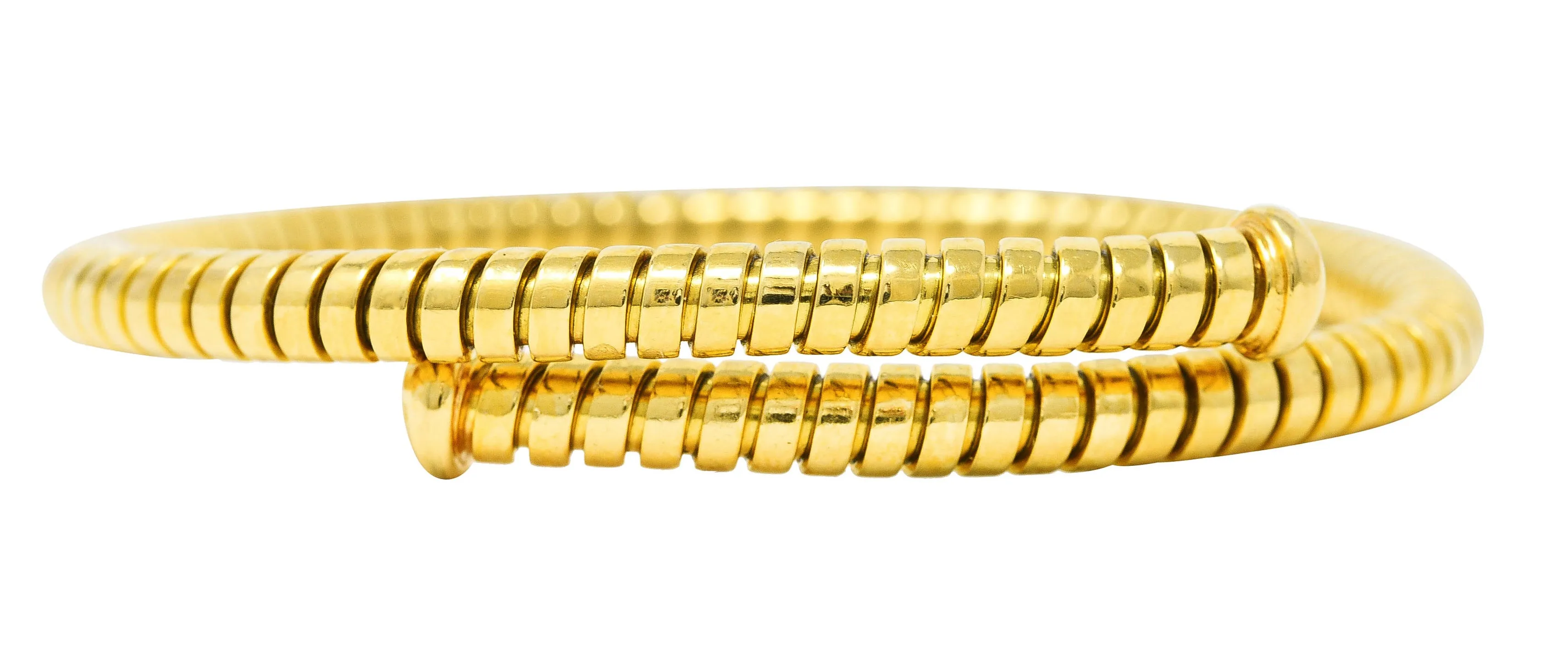 Bulgari 1990's 18 Karat Yellow Gold Tubogas Wrap Vintage Cuff Bracelet