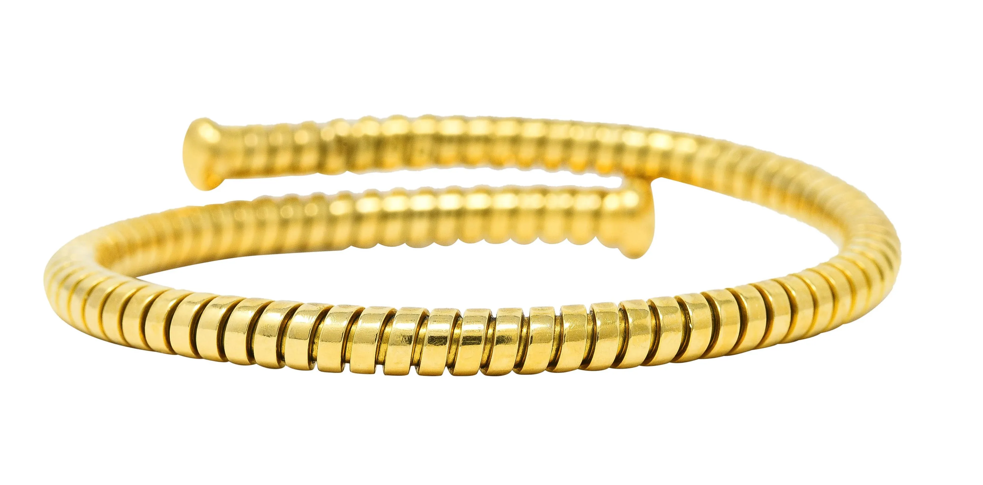 Bulgari 1990's 18 Karat Yellow Gold Tubogas Wrap Vintage Cuff Bracelet