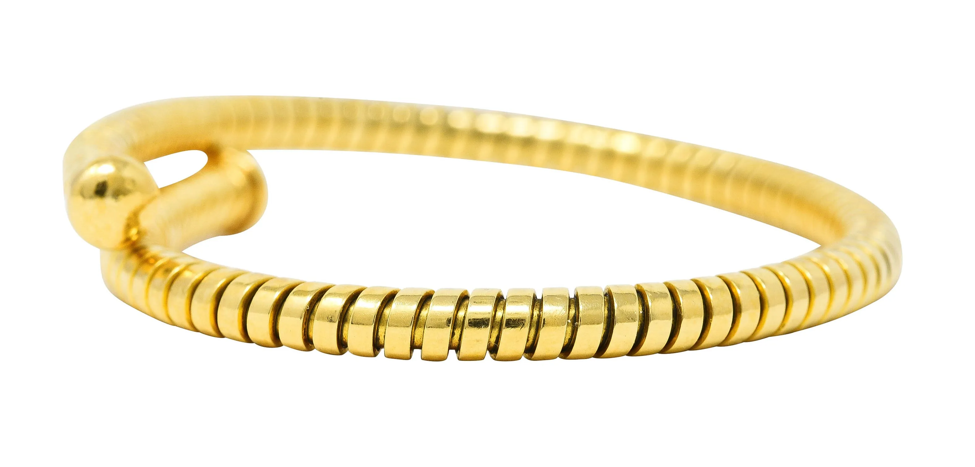 Bulgari 1990's 18 Karat Yellow Gold Tubogas Wrap Vintage Cuff Bracelet