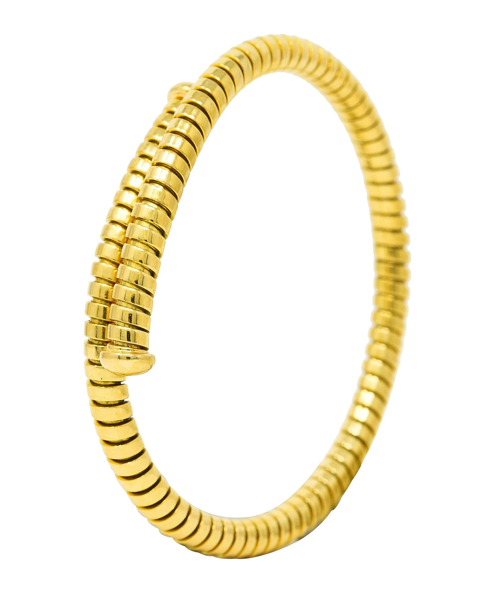 Bulgari 1990's 18 Karat Yellow Gold Tubogas Wrap Vintage Cuff Bracelet