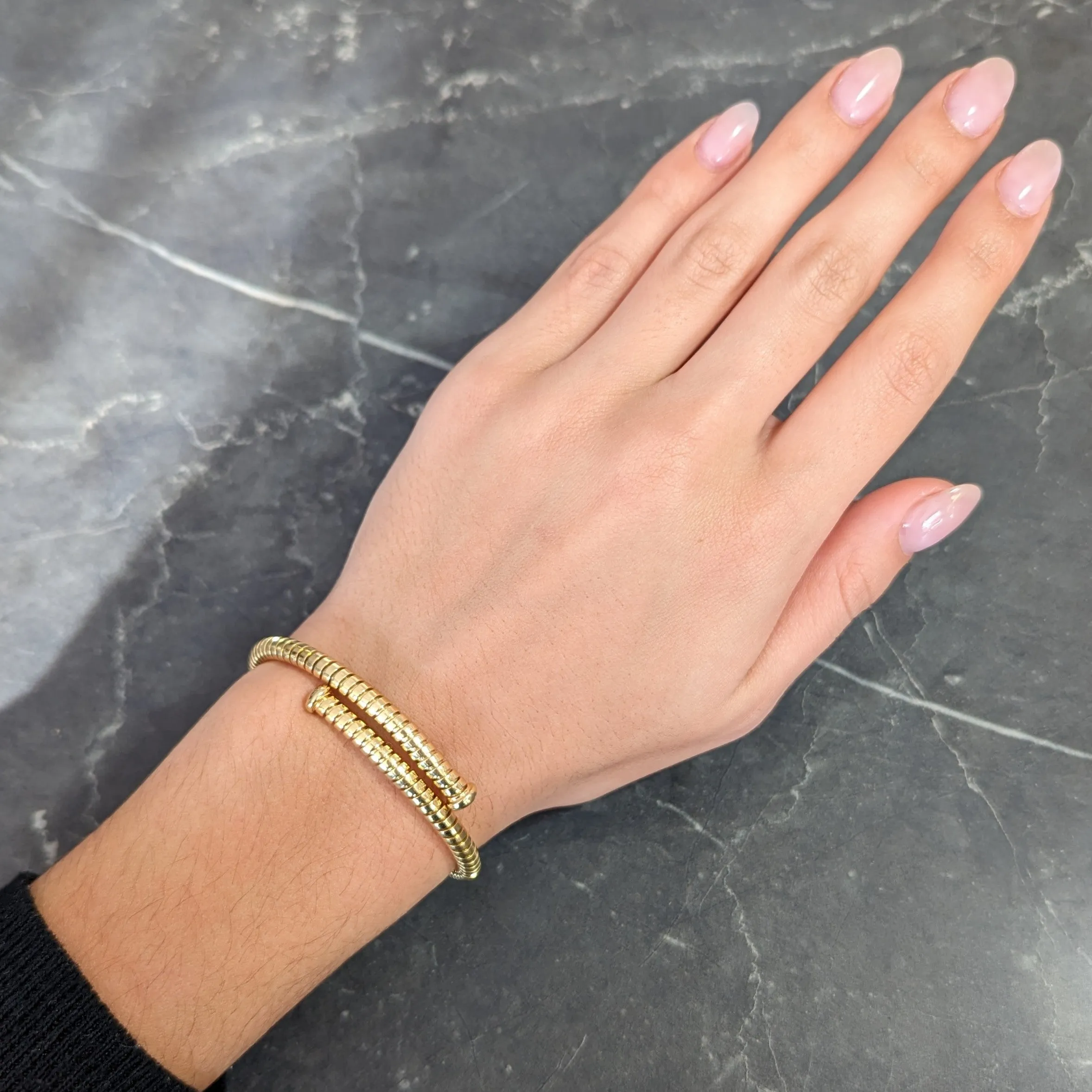 Bulgari 1990's 18 Karat Yellow Gold Tubogas Wrap Vintage Cuff Bracelet