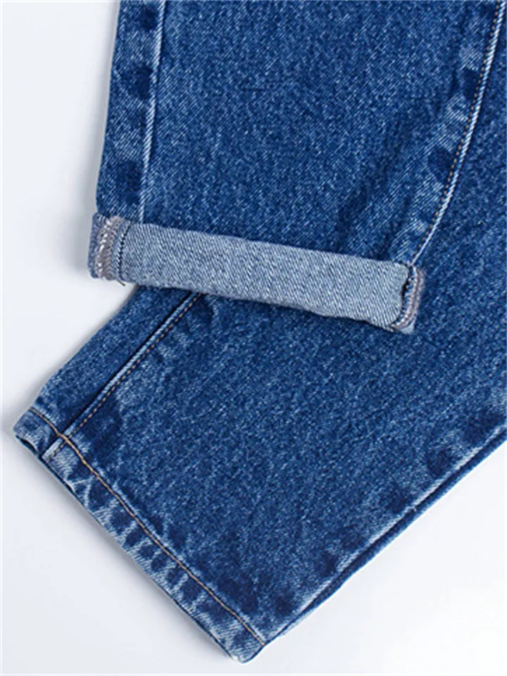 Campus Street Style Ripped Casual Harem Pants Blue Jeans for Women
