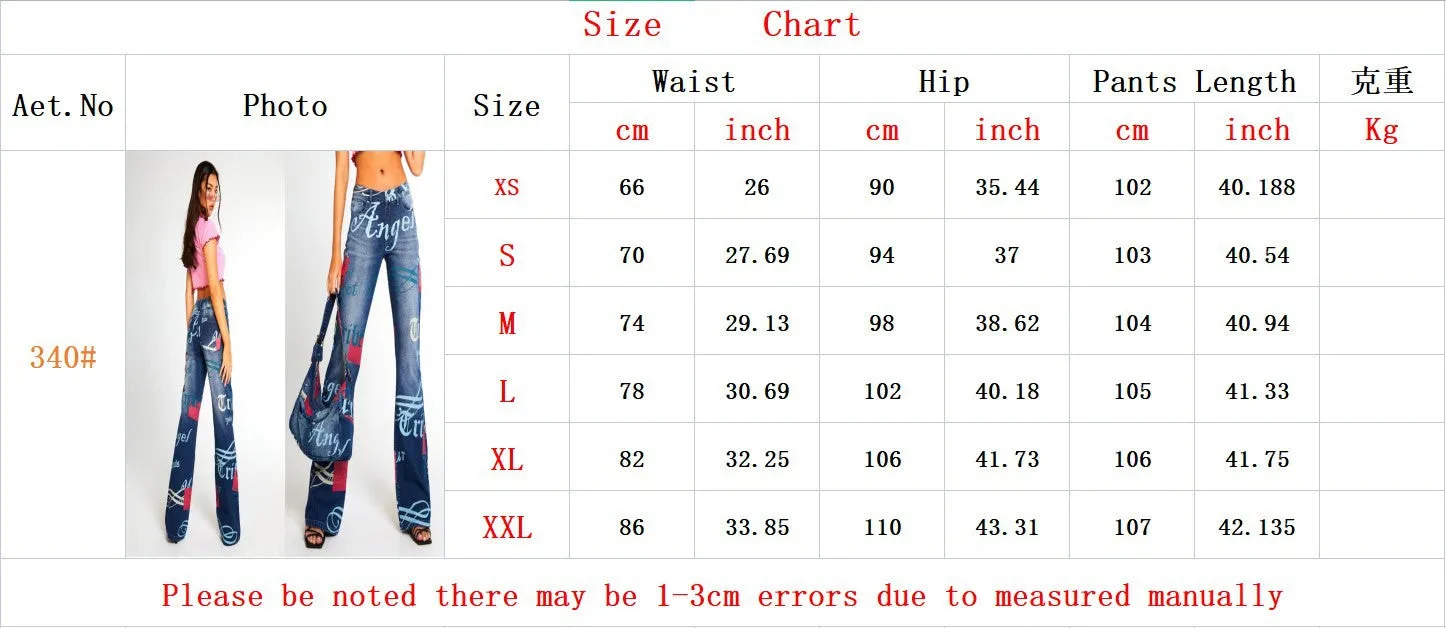 Casual Letter Print High Waist Pants