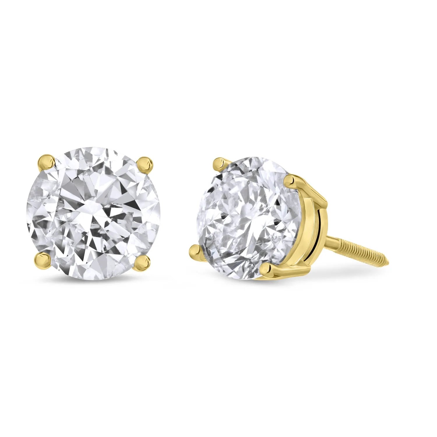 Certified 14 Karat Gold Lab Grown Diamond Stud Earrings