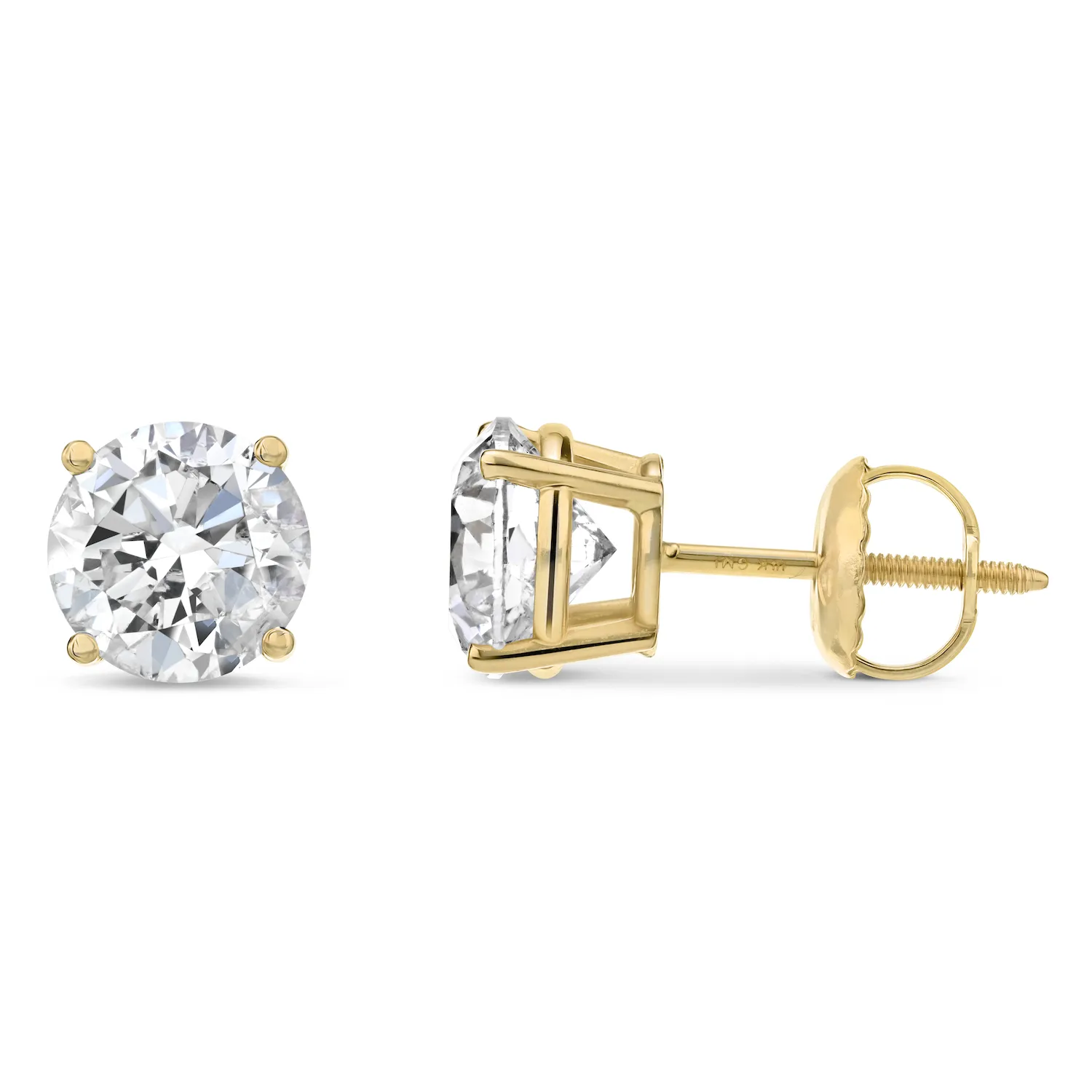 Certified 14 Karat Gold Lab Grown Diamond Stud Earrings