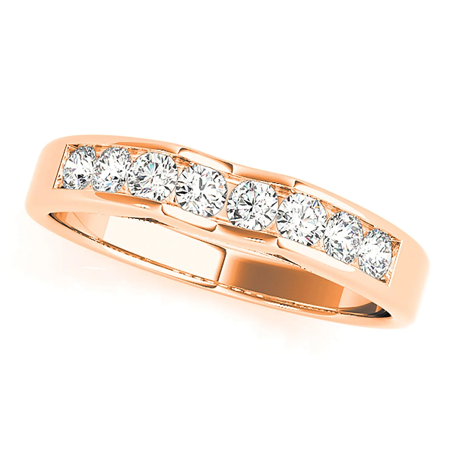 Channel Set Round Diamond Wedding Band