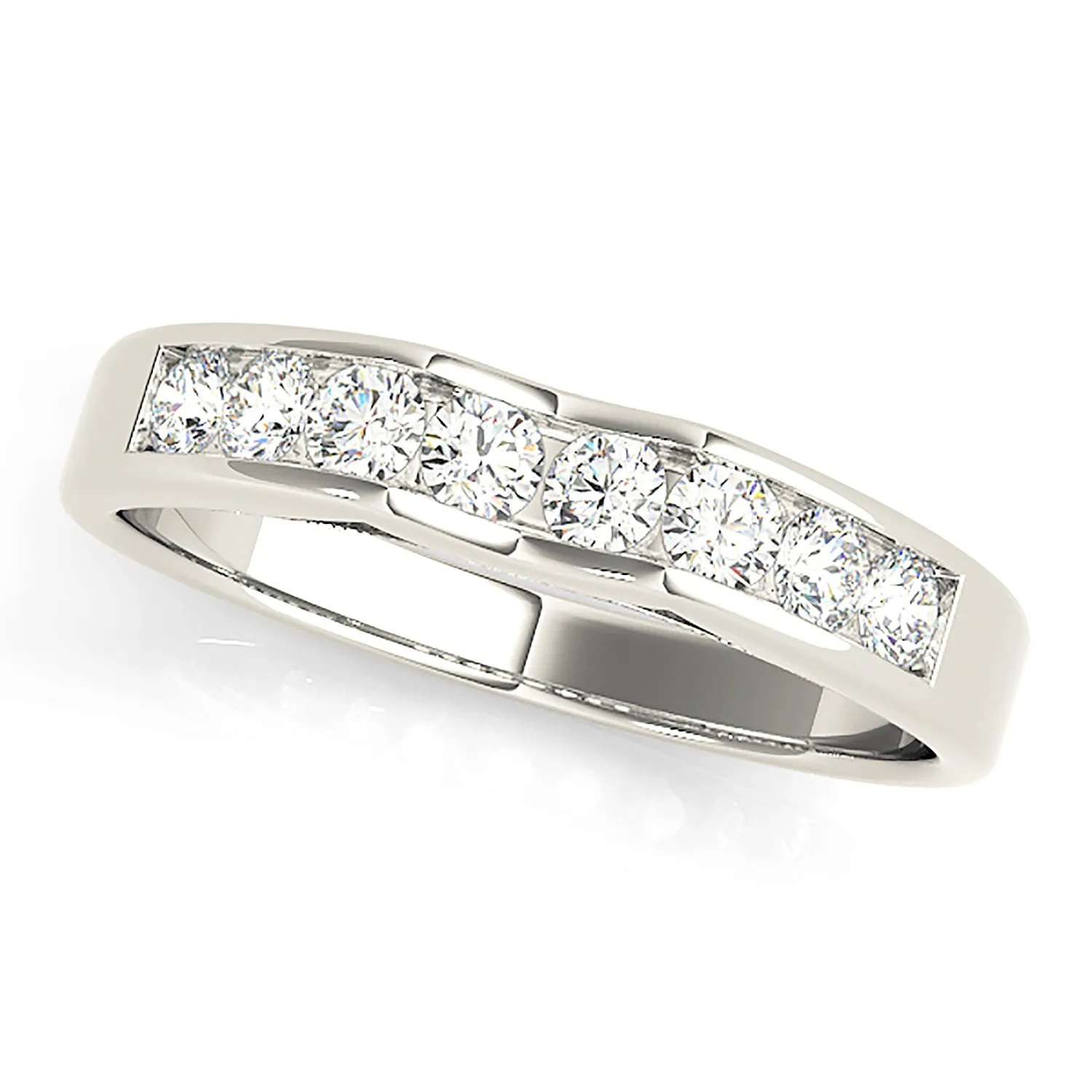 Channel Set Round Diamond Wedding Band