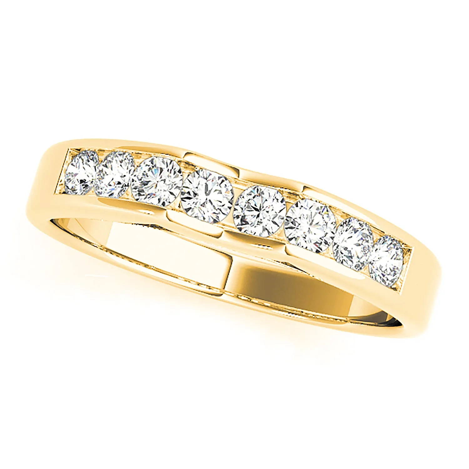 Channel Set Round Diamond Wedding Band