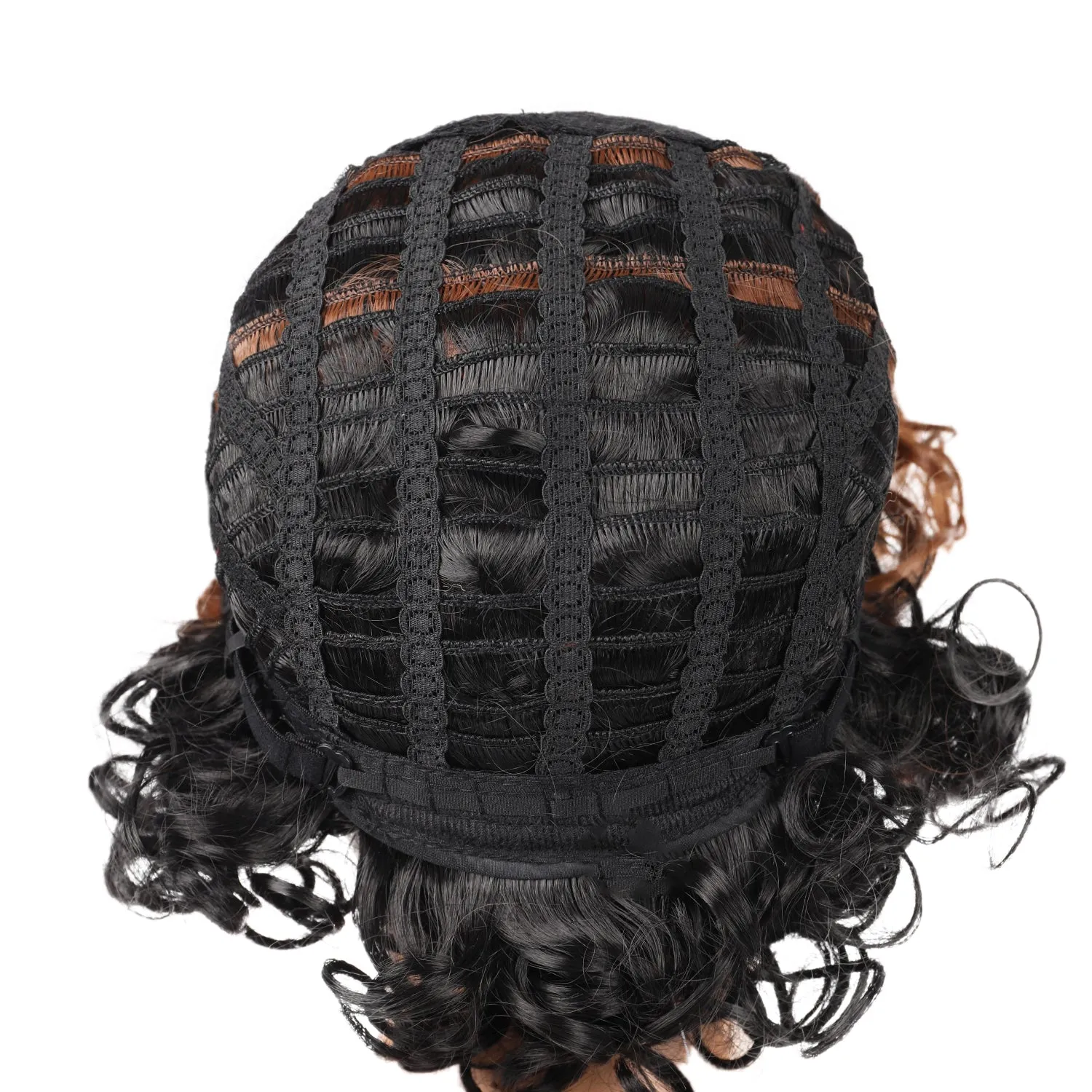 Chic | Black and Brown Medium Short Curly Synthetic Hair Wig