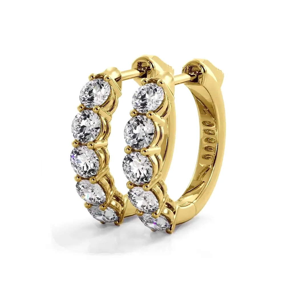 Classic 1.0 ctw. Five Stone Diamond Hoop Earrings