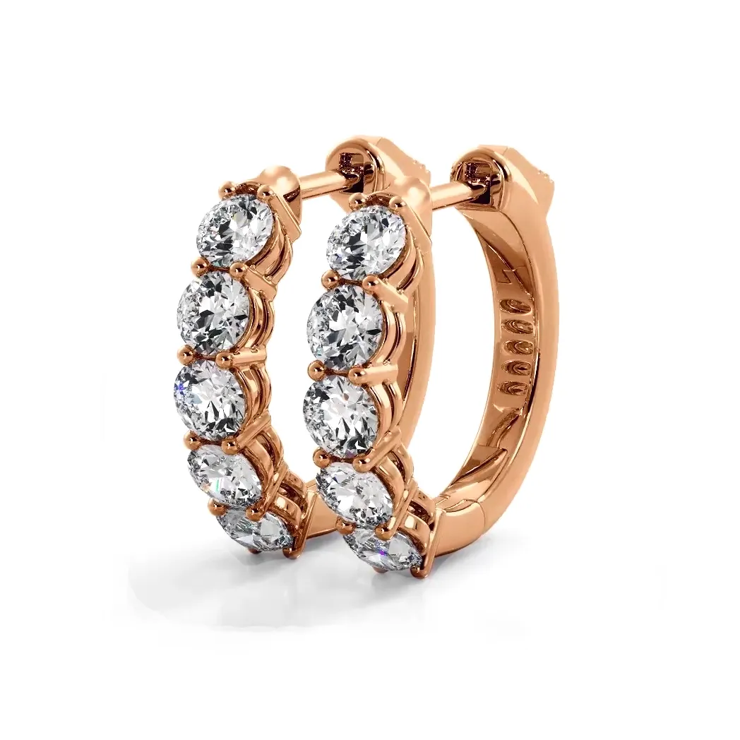 Classic 1.0 ctw. Five Stone Diamond Hoop Earrings
