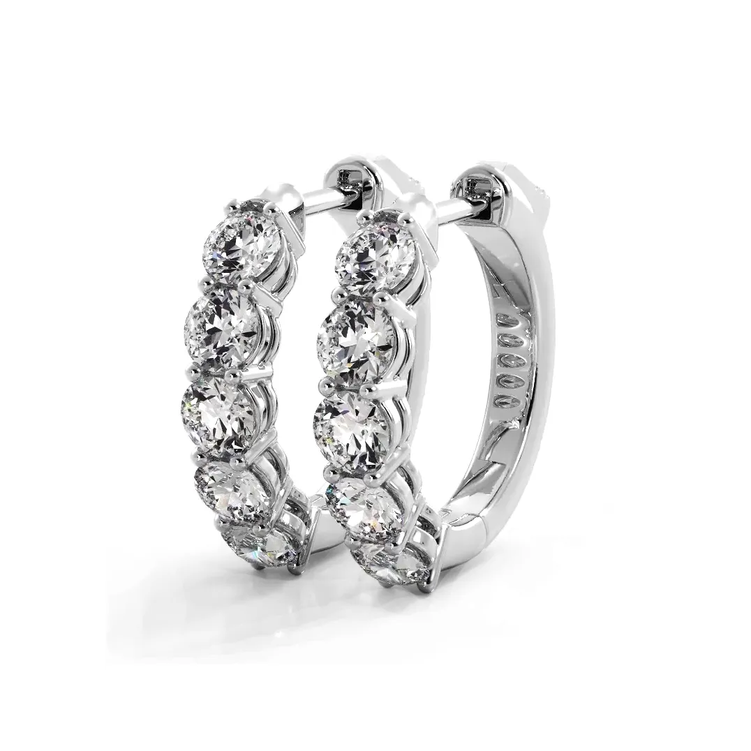 Classic 1.0 ctw. Five Stone Diamond Hoop Earrings