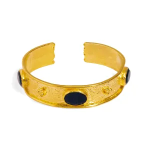 Cleopatra Sapphire Gemstone & Gold Antique Cuff Bracelet
