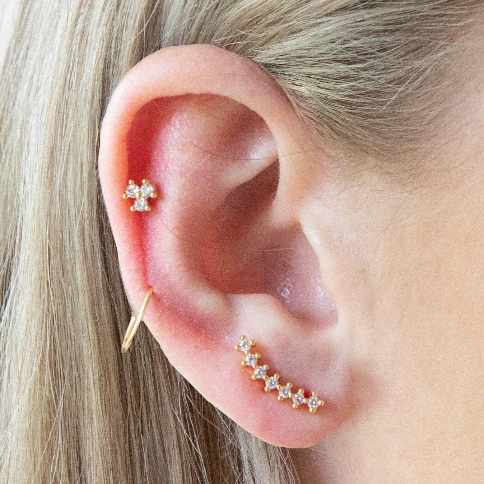 Clover Piercing Barbell Ball Back Earrings Sleeper Earrings