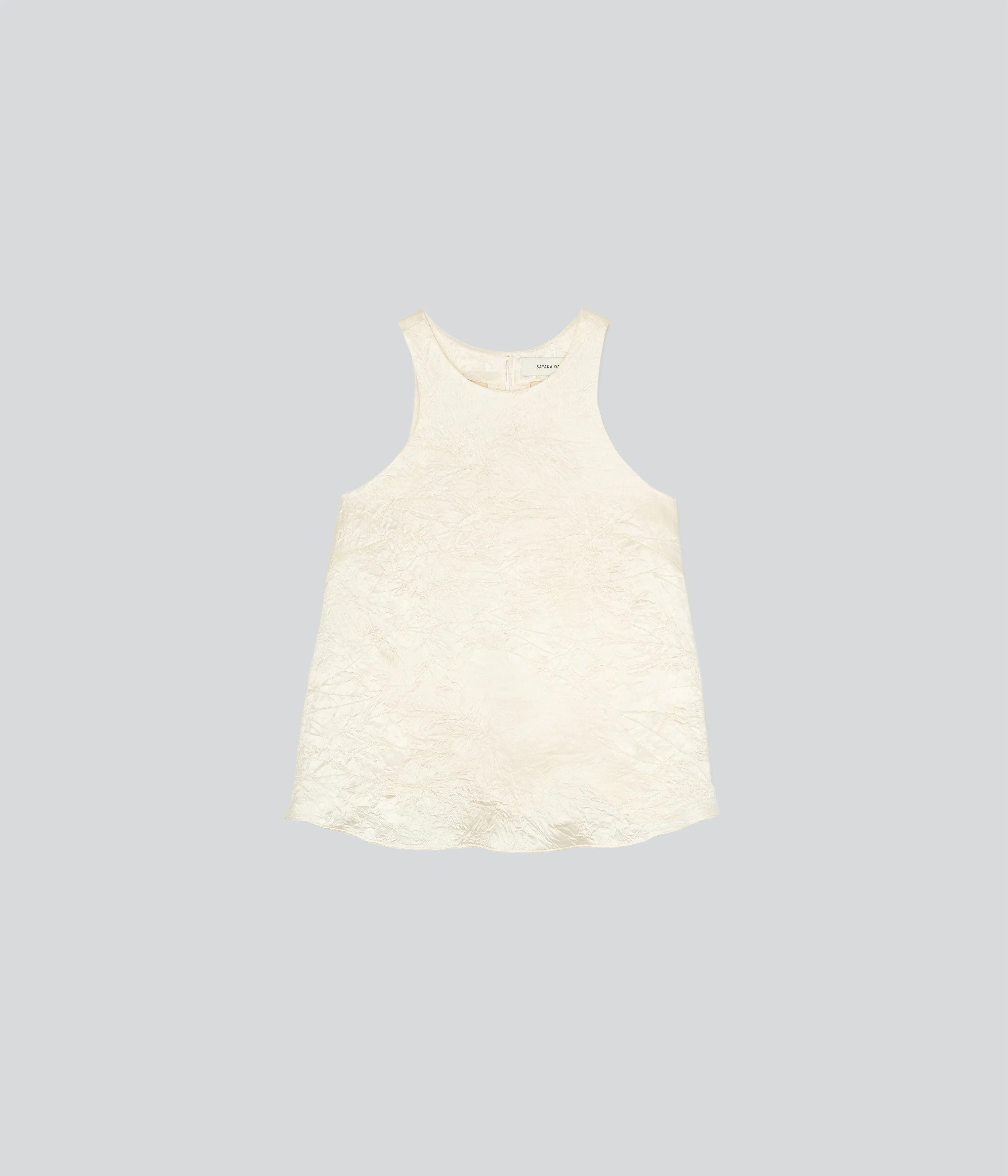 Crinkled Satin Tank in Cream