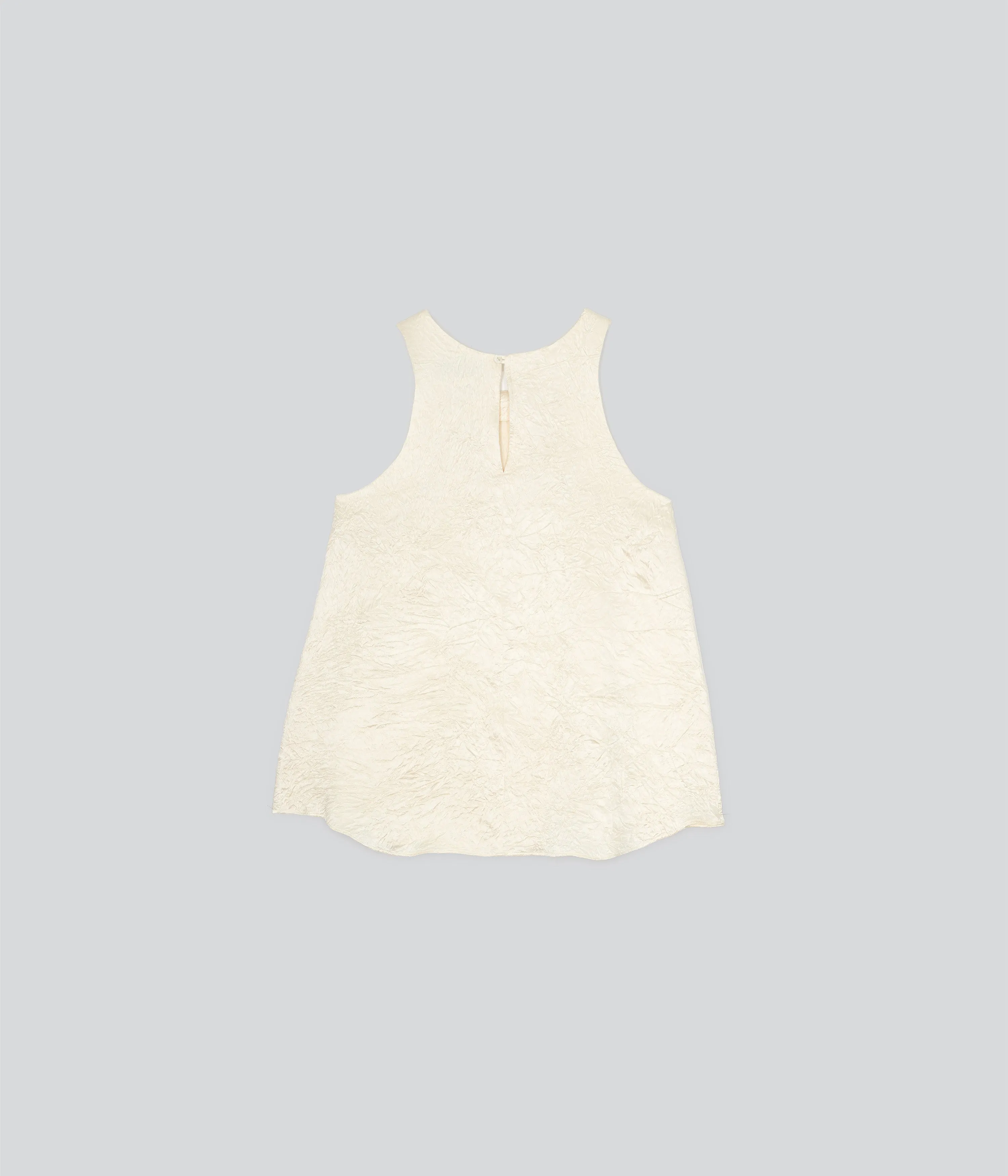 Crinkled Satin Tank in Cream