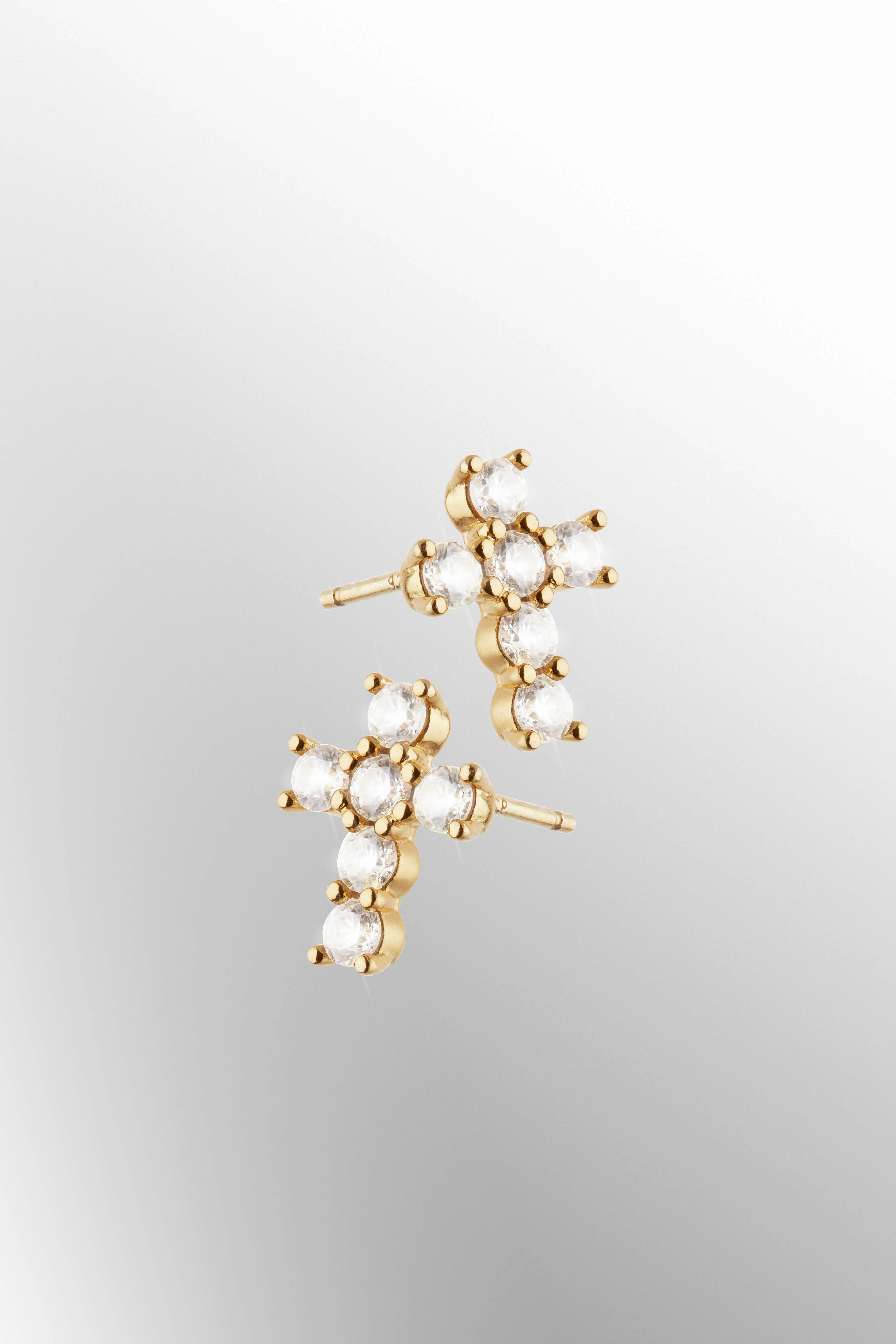 Cross Stud Earrings - Gold