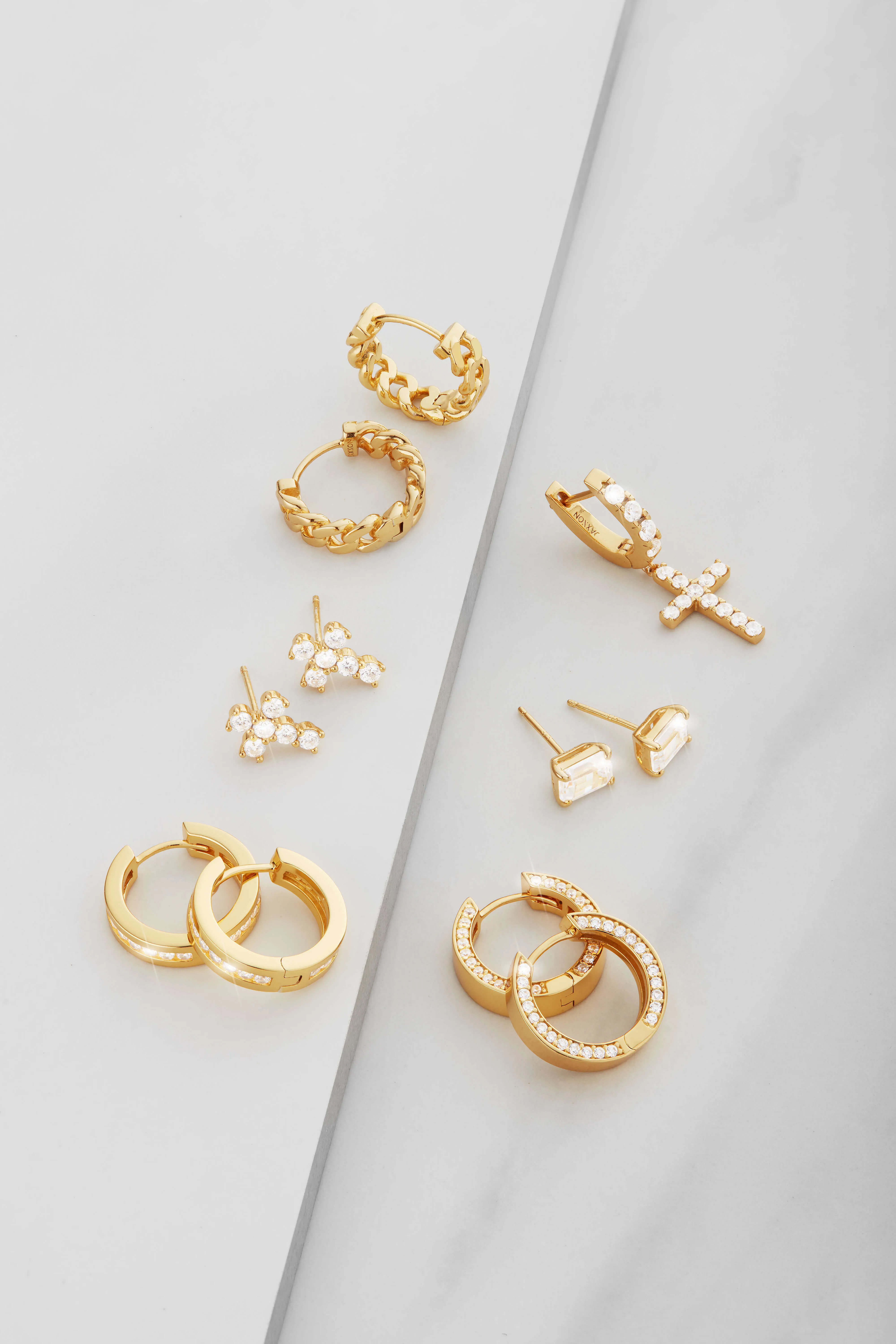 Cross Stud Earrings - Gold
