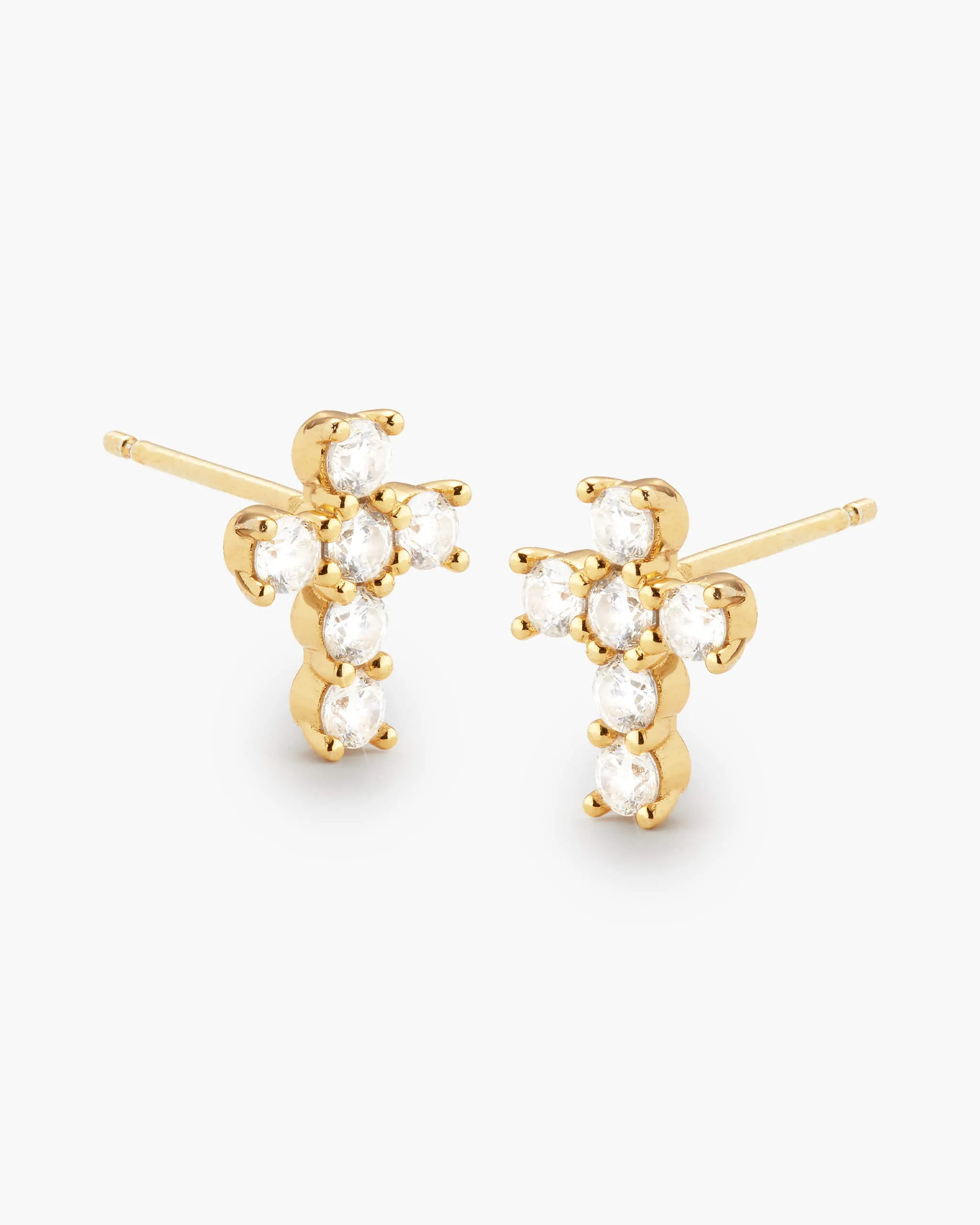 Cross Stud Earrings - Gold