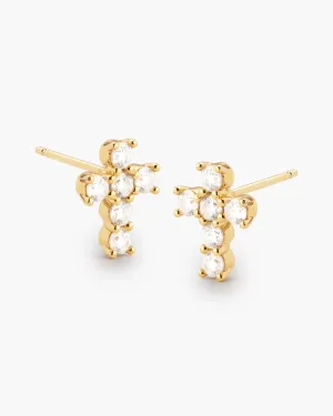 Cross Stud Earrings - Gold