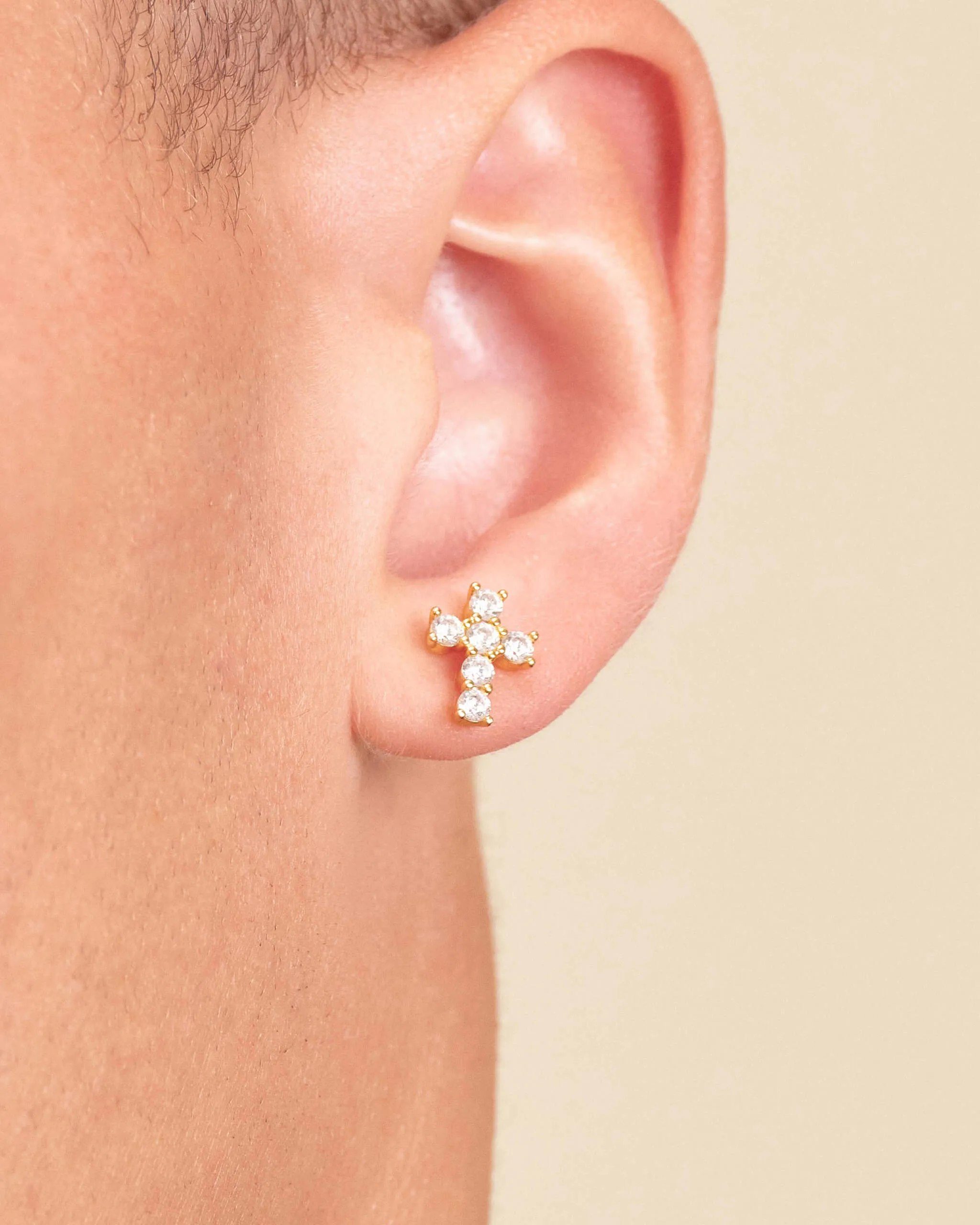 Cross Stud Earrings - Gold