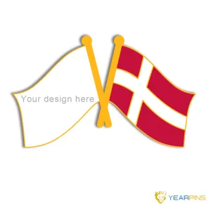 Crossed Flag Pins - Denmark & Custom