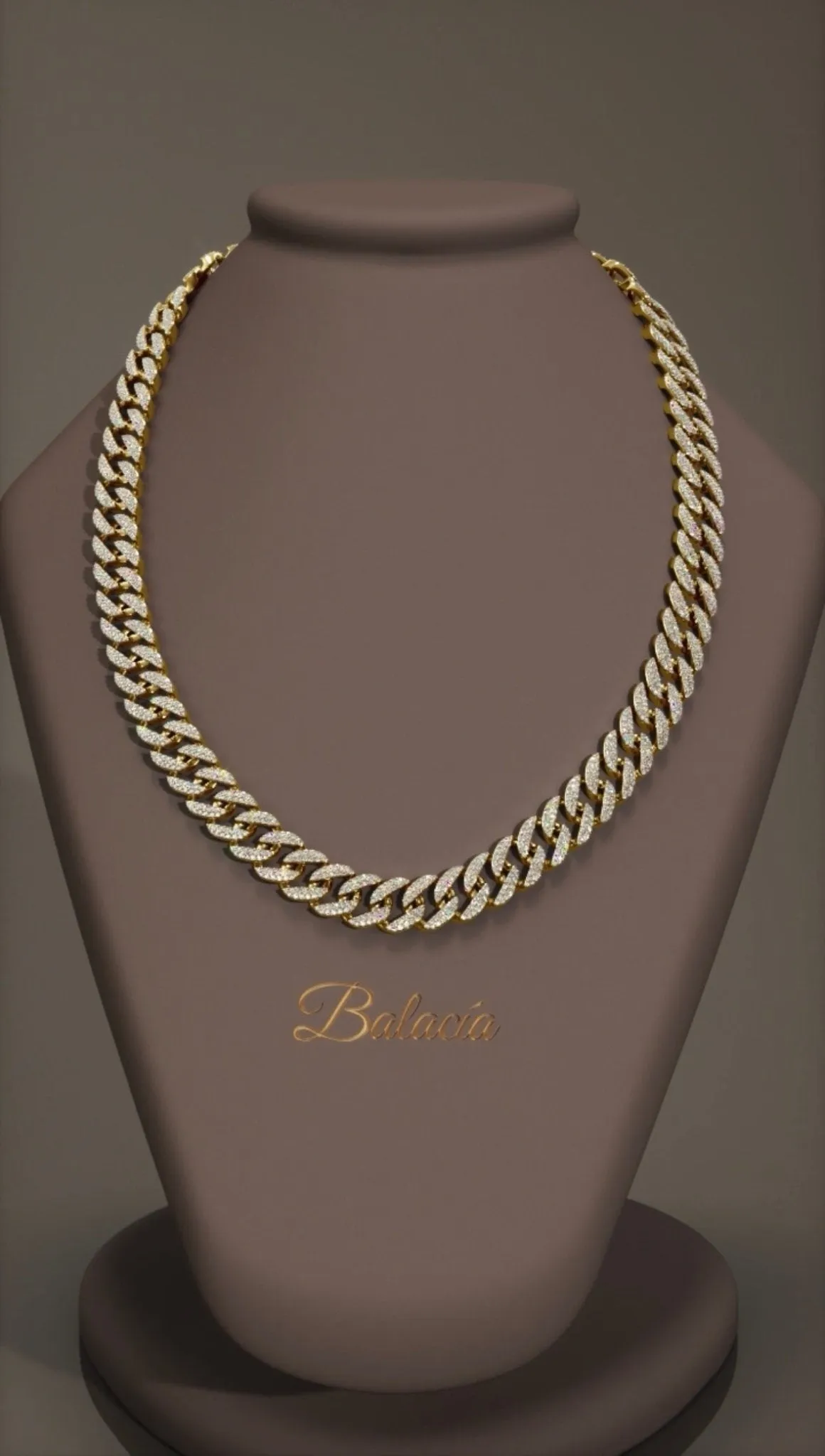 Cuban Chain Iced Out Moissanite Silver or Vermeil 14mm Rounded Links