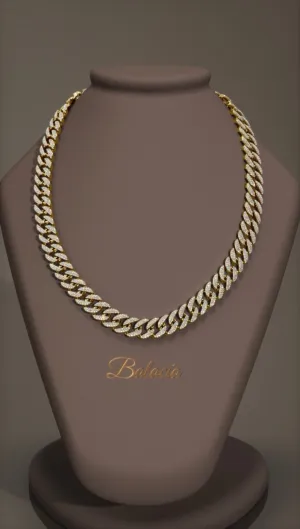 Cuban Chain Iced Out Moissanite Silver or Vermeil 14mm Rounded Links