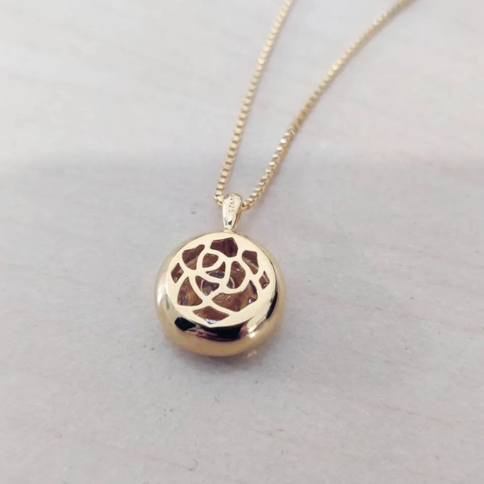 Cubic Zircon Dangling Necklace - Gold Filled Solitaire Pendant Necklace
