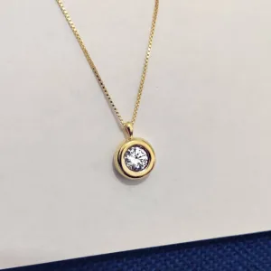 Cubic Zircon Dangling Necklace - Gold Filled Solitaire Pendant Necklace